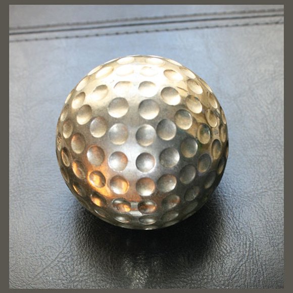 Office Vintage Silvertone 212 Golf Ball Paperweight With Green Felt